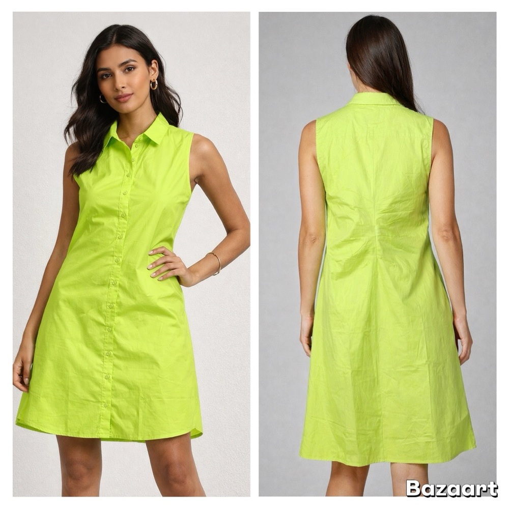 The Shirt Rochelle Behrens Lime Green Sleeveless Shirt Dress NWT 

Size: XL
